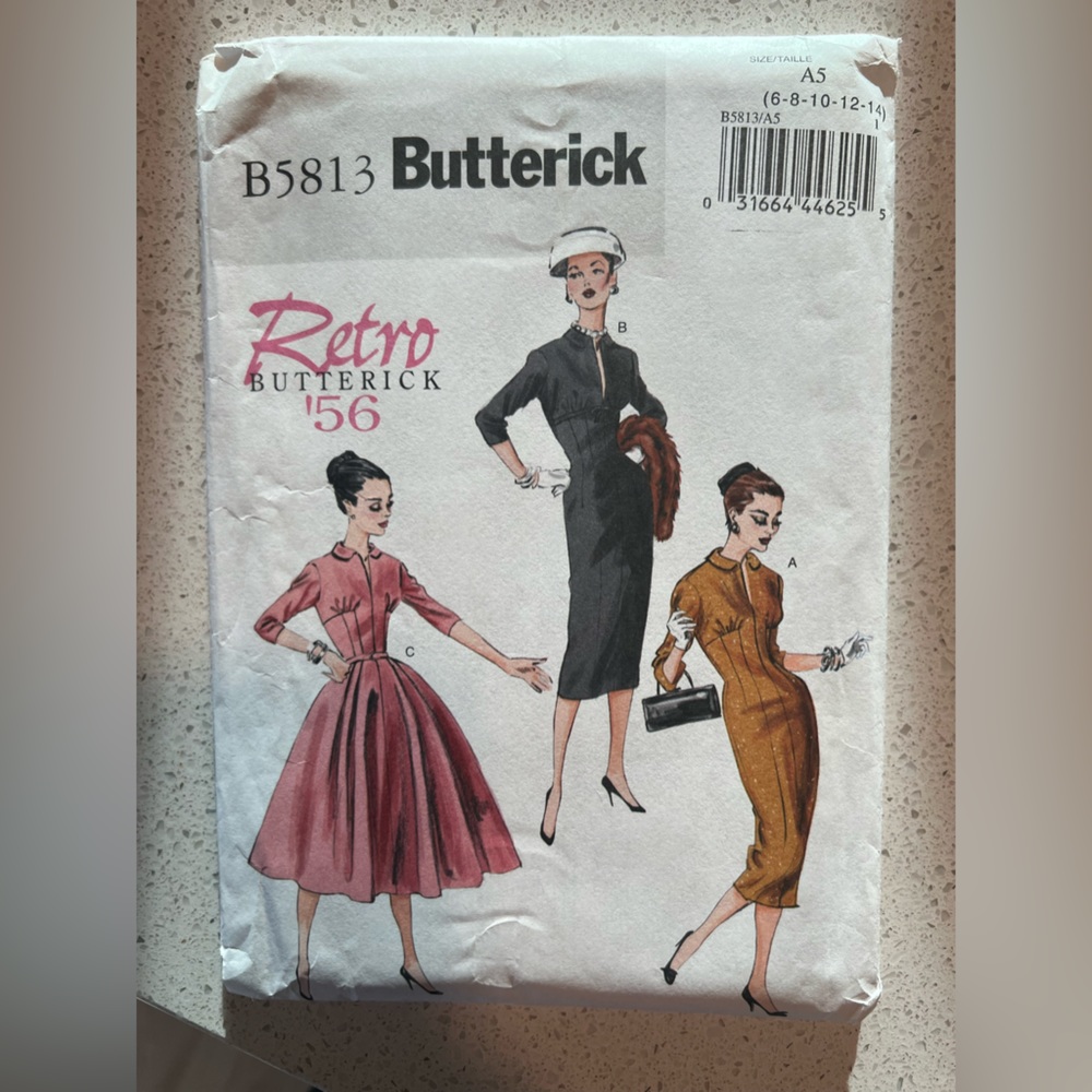 Butterick 5813 Uncut - Vintage Retro Dress Pattern 1956 - Size 6-14
